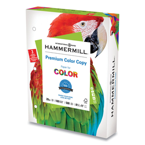 PREMIUM COLOR COPY PRINT PAPER, 100 BRIGHT, 3-HOLE, 28 LB BOND WEIGHT, 8.5 X 11, PHOTO WHITE, 500 SHEETS/REAM, 8 REAMS/CARTON by Hammermill