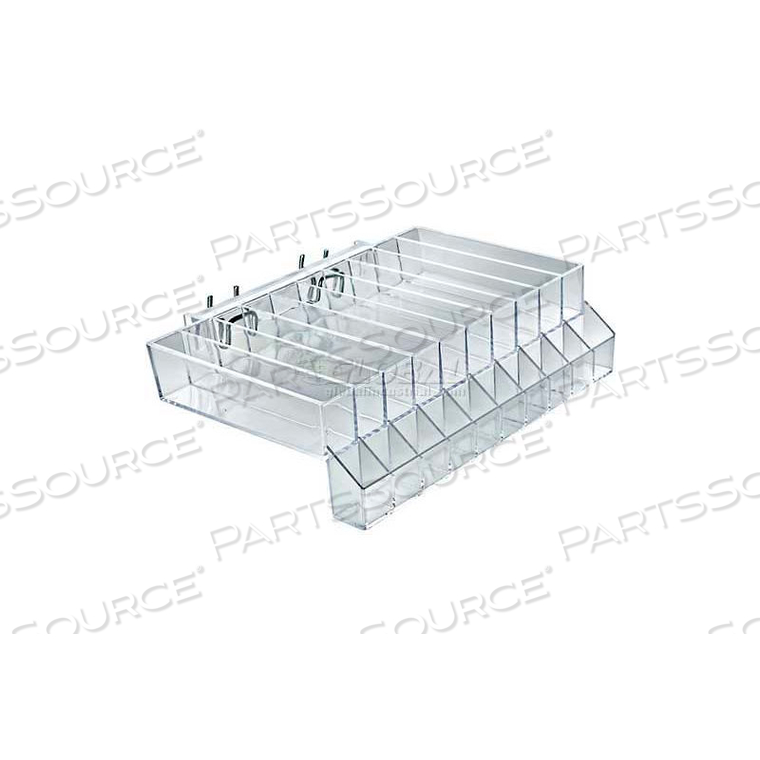 10-SECTION LIPSTICK TRAY W/ TESTER, PGBRD/SLAT-W 11" X 3", ACRYLIC - PKG QTY 2 by Azar International