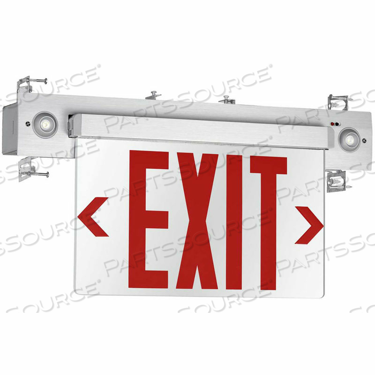 LED EDGE-LIT COMBO EXIT/EMERGENCY UNIT, NIMH BATTERY, RED LEDS, SURFACE MT, SINGLE FACE by Hubbell Power Systems LED EDGE-LIT COMBO EXIT/EMERGENCY UNIT, NIMH BATTERY, RED LEDS, SURFACE MT, SINGLE FACE by Hubbell Power Systems