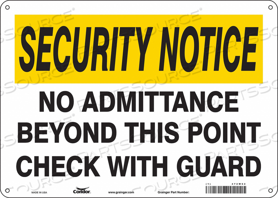 SAFETY SIGN, HORIZONTAL RECTANGLE, NUMBER OF PRINTED SIDES 1, ENGLISH, SIGN FORMAT OTHER FORMAT, SIGN LEGEND NO ADMITTANCE BEYOND THIS POINT by Condor SAFETY SIGN, HORIZONTAL RECTANGLE, NUMBER OF PRINTED SIDES 1, ENGLISH, SIGN FORMAT OTHER FORMAT, SIGN LEGEND NO ADMITTANCE BEYOND THIS POINT by Condor