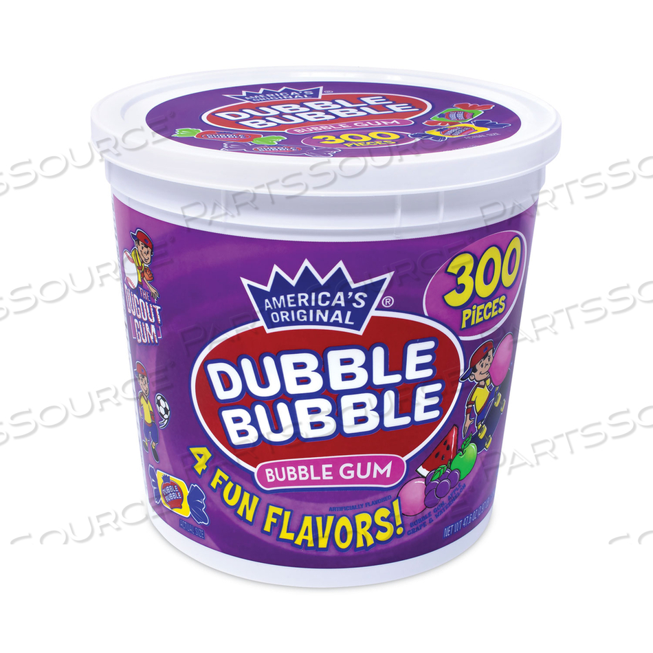 BUBBLE GUM ASSORTED FLAVOR TWIST TUB, 300 PIECES/TUB 