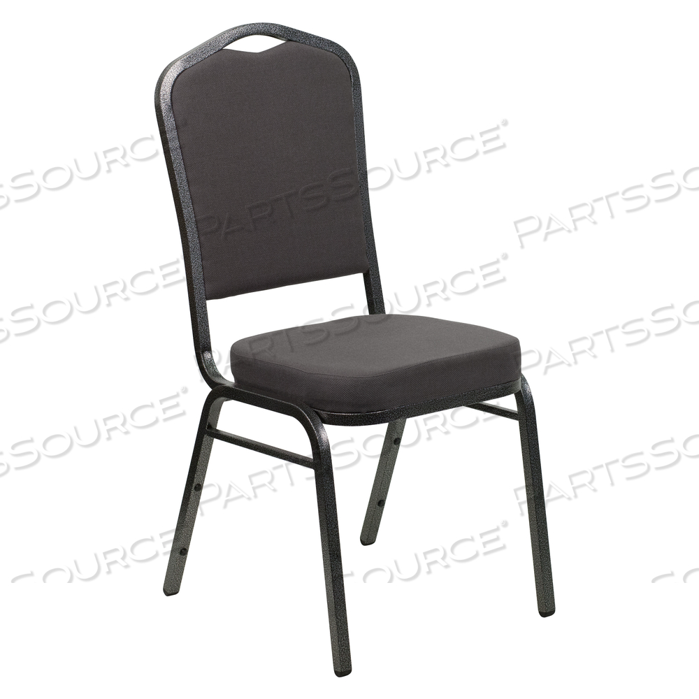 HERCULES SERIES CROWN BACK STACKING BANQUET CHAIR IN GRAY FABRIC - SILVER VEIN FRAME by Flash Furniture