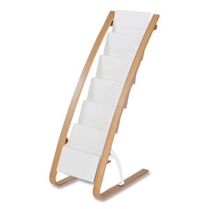 LITERATURE FLOOR DISPLAY RACK, 19.68 X 13.38 X 36.61, WHITE/WOODGRAIN by Alba