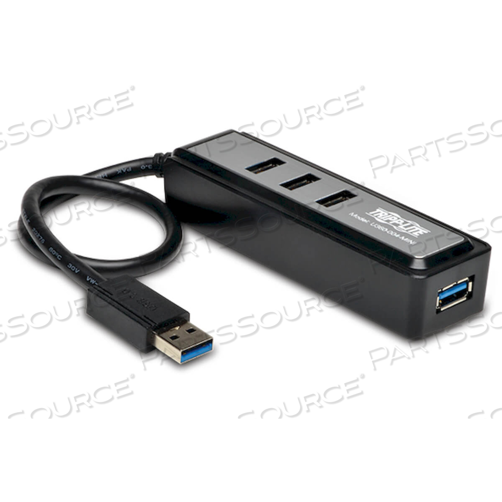 PORTABLE 4-PORT USB 3.0 SUPERSPEED MINI HUB W/ BUILT IN CABLE by Tripp Lite PORTABLE 4-PORT USB 3.0 SUPERSPEED MINI HUB W/ BUILT IN CABLE by Tripp Lite