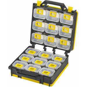 SHOPSOL BIN COMPARTMENT CASE - 2 SIDED, 18 LOCKING BINS, 26"L X 12"W X 3"H - BLACK/YELLOW by LDS Industries LLC SHOPSOL BIN COMPARTMENT CASE - 2 SIDED, 18 LOCKING BINS, 26"L X 12"W X 3"H - BLACK/YELLOW by LDS Industries LLC