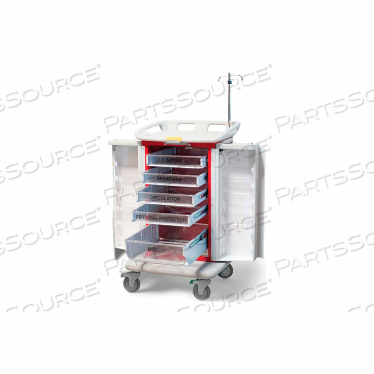 5-DRAWER INSTANT ACCESS EMERGENCY CRASH CART, RED by Waterloo Healthcare 5-DRAWER INSTANT ACCESS EMERGENCY CRASH CART, RED by Waterloo Healthcare