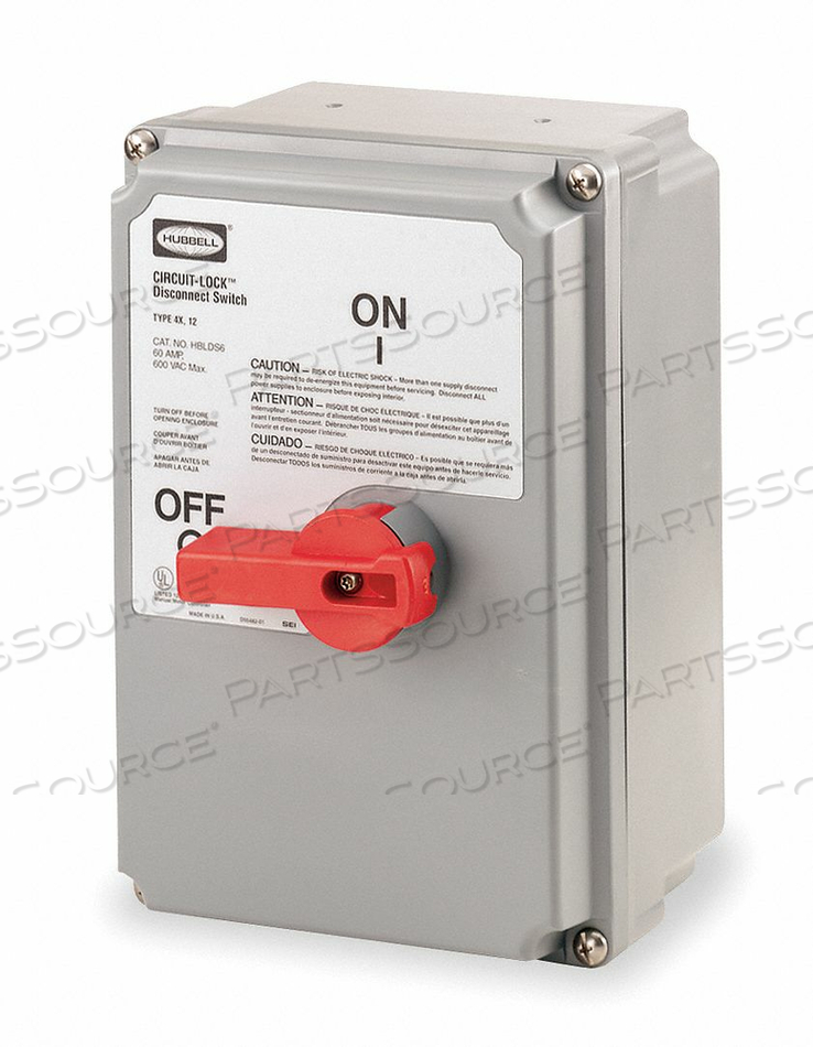 SWITCH, ROTARY DISCONNECT, 600V AC, 3 POLE, 3 WIRE, 30A by Hubbell Incorporated, Wiring Device-Kellums