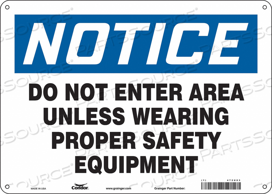SAFETY SIGN, HORIZONTAL RECTANGLE, NUMBER OF PRINTED SIDES 1, ENGLISH, SIGN FORMAT TRADITIONAL OSHA, SIGN LEGEND DO NOT ENTER AREA UNLESS WE by Condor