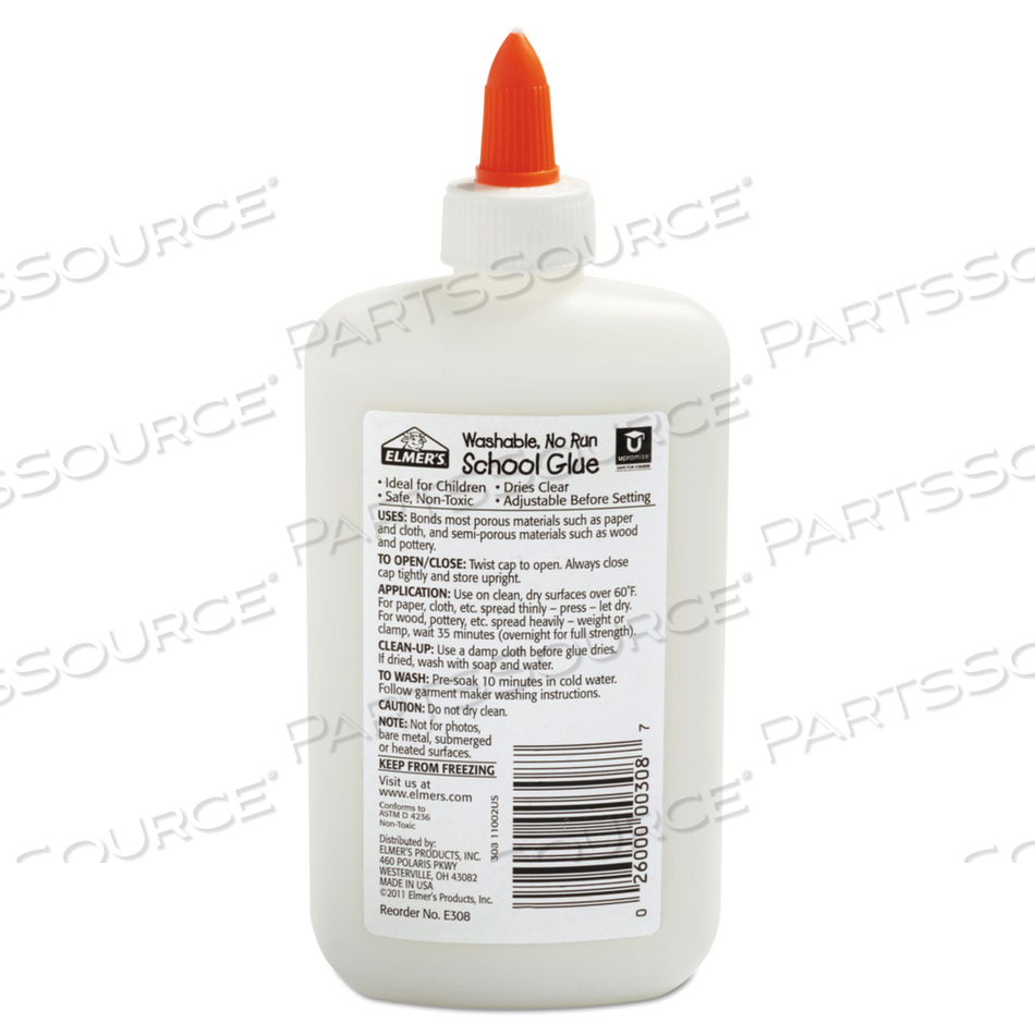 WASHABLE SCHOOL GLUE, 7.63 OZ, DRIES CLEAR by Elmers WASHABLE SCHOOL GLUE, 7.63 OZ, DRIES CLEAR by Elmers