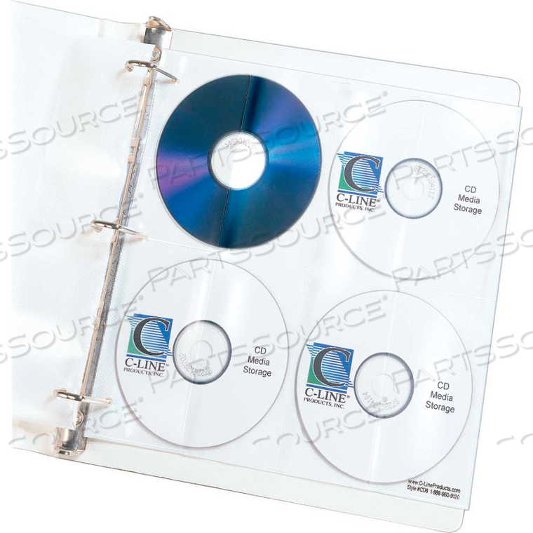 DELUXE CD RING BINDER STORAGE PAGES, STANDARD, STORES 8 CDS, 5/PK (SET OF 5 PK) by C-Line