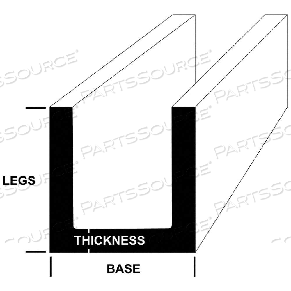ALUMINUM U-CHANNEL 6063, 24 IN OVERALL LG, 2 IN OUTER LEG LG, 2 IN OUTSIDE BASE WD, MILL, T52 by Approved Vendor