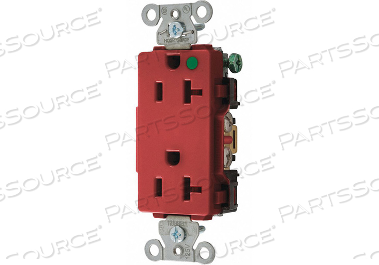 RECEPTACLE RED 1.0 HP 20A 3 WIRES by Hubbell Incorporated, Wiring Device-Kellums