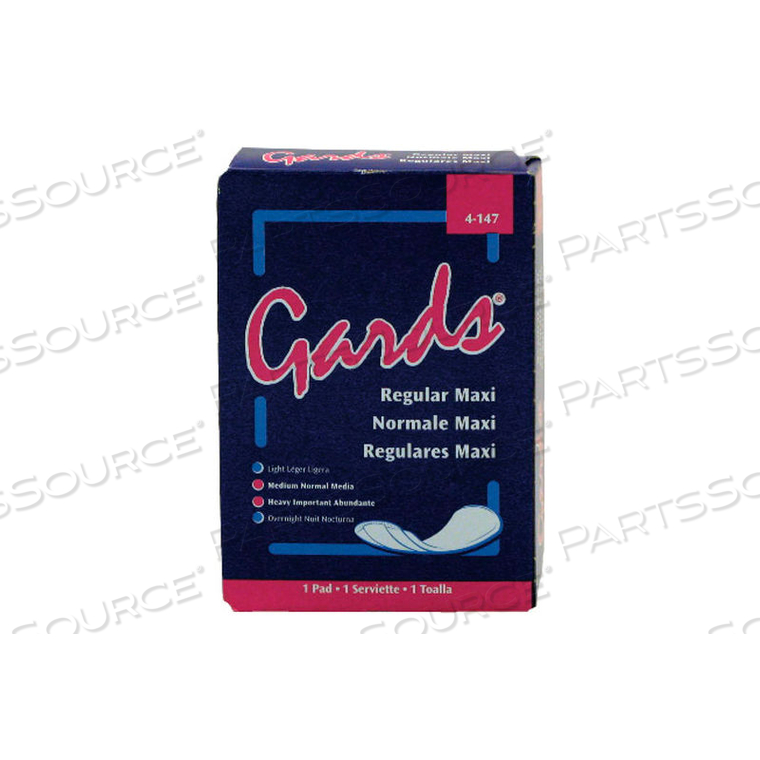 GARDS MAXI PADS #4, 250 INDIVIDUALLY BOXED NAPKINS/CASE 