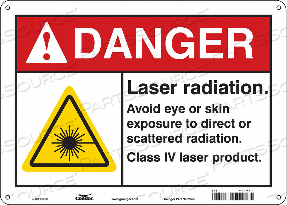 SAFETY SIGN, HORIZONTAL RECTANGLE, NUMBER OF PRINTED SIDES 1, ENGLISH, SIGN FORMAT ANSI/OSHA FORMAT, SIGN LEGEND LASER RADIATION. AVOID EYE by Condor SAFETY SIGN, HORIZONTAL RECTANGLE, NUMBER OF PRINTED SIDES 1, ENGLISH, SIGN FORMAT ANSI/OSHA FORMAT, SIGN LEGEND LASER RADIATION. AVOID EYE by Condor