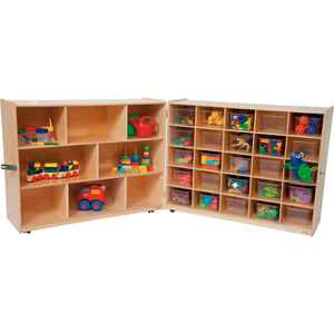 TRAY AND SHELF FOLD STORAGE WITH 25 CLEAR TRAYS by Wood Designs TRAY AND SHELF FOLD STORAGE WITH 25 CLEAR TRAYS by Wood Designs