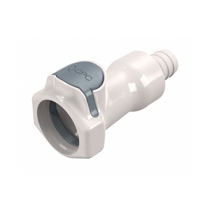 POLYSULFONE 1/2" HOSE BARB VALVED IN-LINE COUPLING BODY - WHITE by Colder Products Company