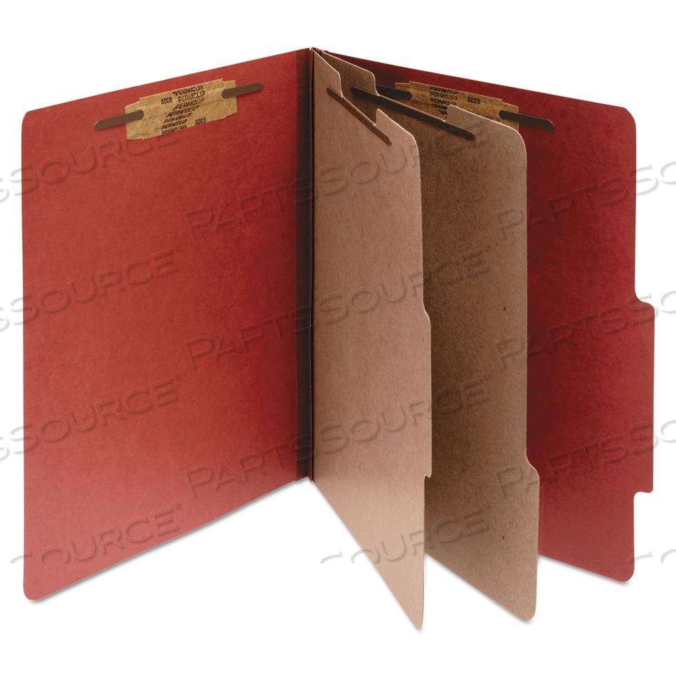 PRESSBOARD CLASSIFICATION FOLDERS, 3" EXPANSION, 2 DIVIDERS, 6 FASTENERS, LEGAL SIZE, EARTH RED EXTERIOR by ACCO Brands PRESSBOARD CLASSIFICATION FOLDERS, 3" EXPANSION, 2 DIVIDERS, 6 FASTENERS, LEGAL SIZE, EARTH RED EXTERIOR by ACCO Brands