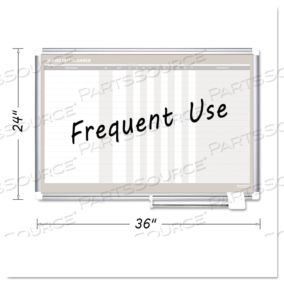 IN-OUT MAGNETIC DRY ERASE BOARD, 36X24, SILVER FRAME by MasterVision