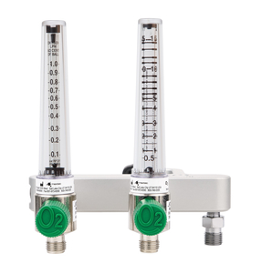 DUAL O2 FLOW METER 0-1LPM / 0-15LPM WITH DISS FITTING MANIFOLD by Maxtec