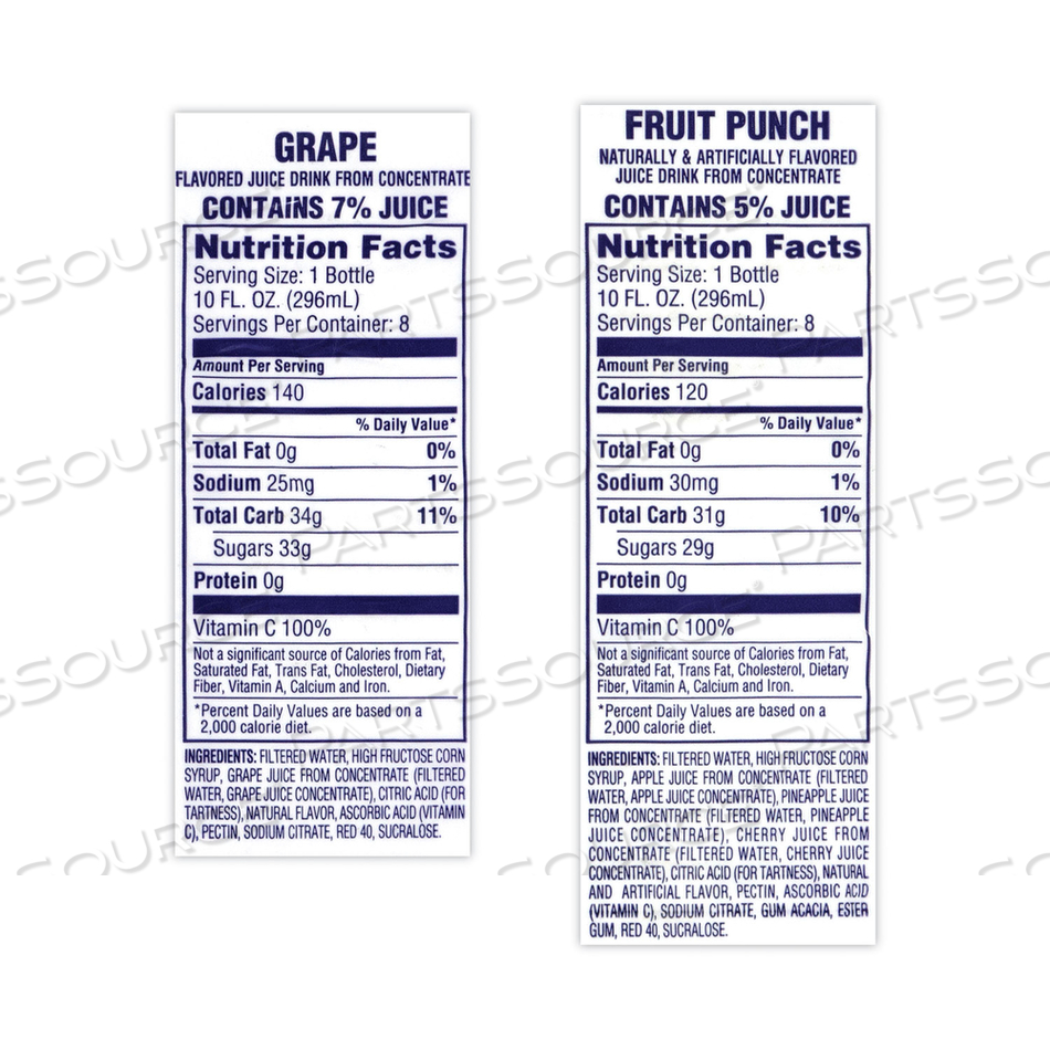 FRUIT JUICE VARIETY PACK, FRUIT PUNCH, GRAPE, AND ORANGE PINEAPPLE, 10 OZ BOTTLES, 24/CARTON 