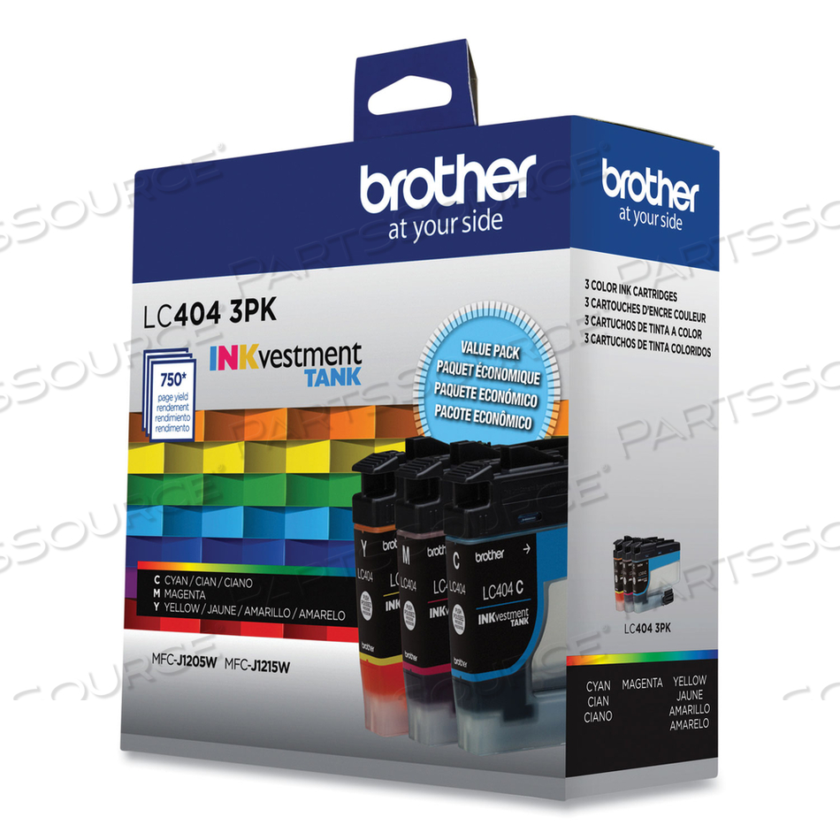 LC4043PK, 3-PACK, YELLOW, CYAN, MAGENTA, ORIGINAL, INK CARTRIDGE, FOR MFC-J1205W, MFC-J1215W by Brother