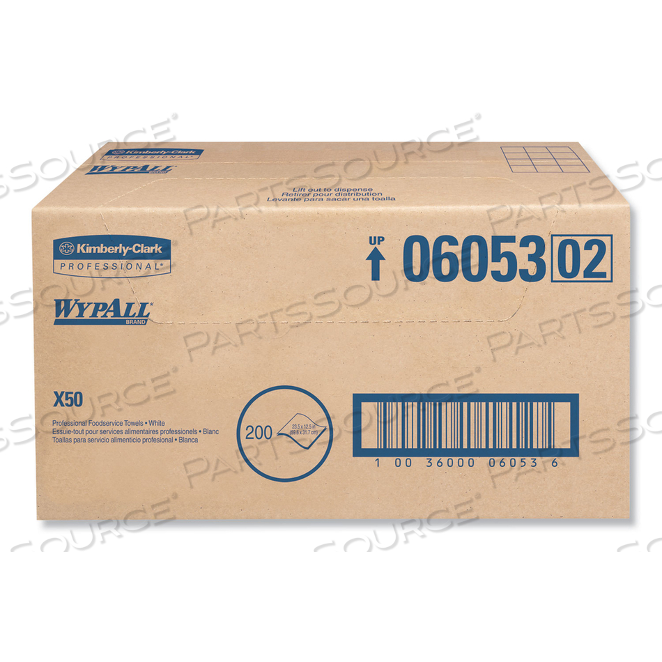 X50 FOODSERVICE TOWELS, 1/4 FOLD, 23.5 X 12.5, WHITE by WypAll