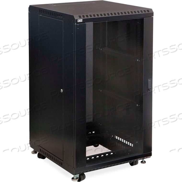 22U LINIER SERVER CABINET - GLASS/SOLID DOORS - 24" DEPTH by Kendall Howard LLC