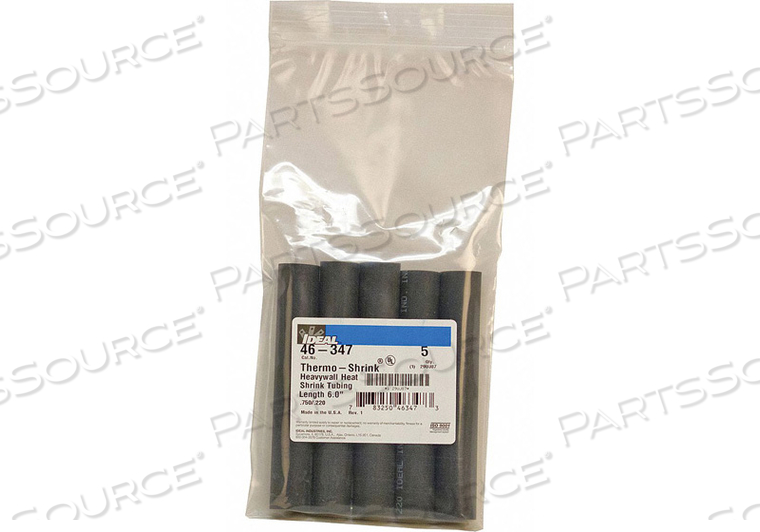 SHRINK TUBING 0.75IN ID BLACK 6IN PK5 by Ideal Industries Inc.