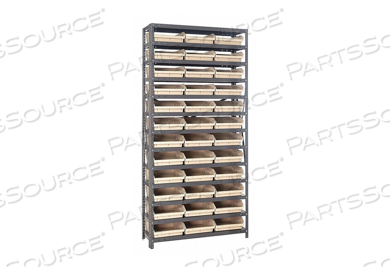 BIN SHELVING 75 OVERALL H 36 BINS IVORY by Quantum Storage Systems BIN SHELVING 75 OVERALL H 36 BINS IVORY by Quantum Storage Systems