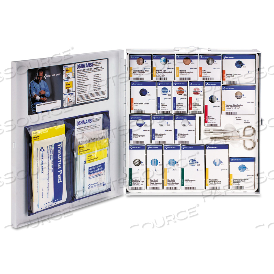 ANSI 2015 SMARTCOMPLIANCE FOOD SERVICE FIRST AID KIT, W/O MEDICATION, 50 PEOPLE, 260 PIECES, METAL CASE by First Aid Only ANSI 2015 SMARTCOMPLIANCE FOOD SERVICE FIRST AID KIT, W/O MEDICATION, 50 PEOPLE, 260 PIECES, METAL CASE by First Aid Only