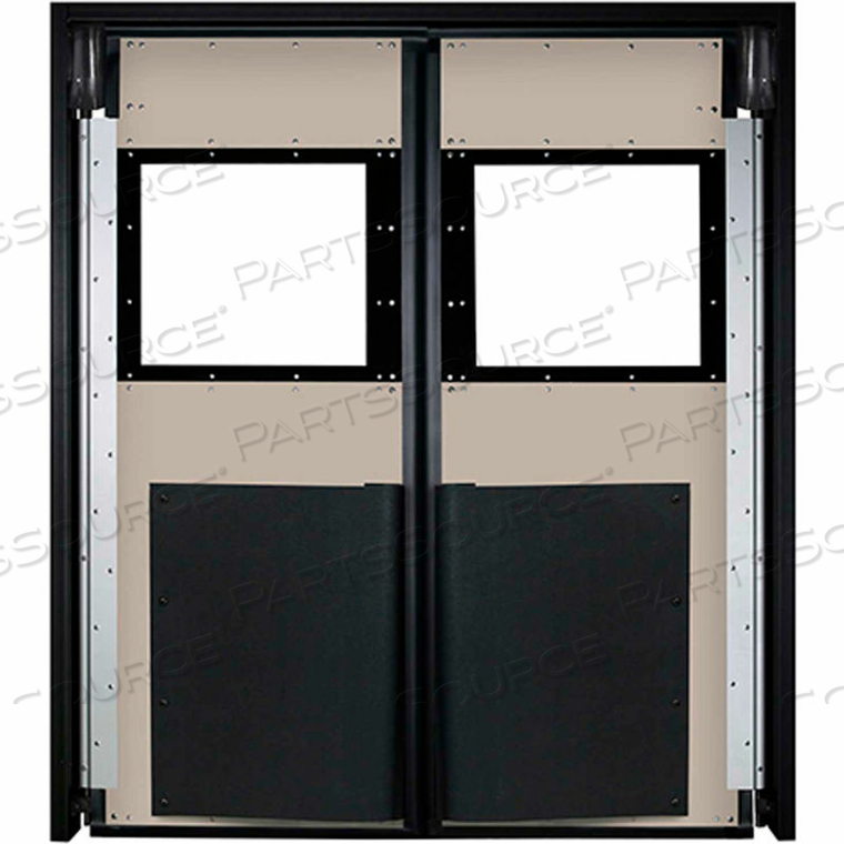 EXTRA HEAVY DUTY DOUBLE PANEL IMPACT TRAFFIC DOOR 5'W X 7'H BEIGE 