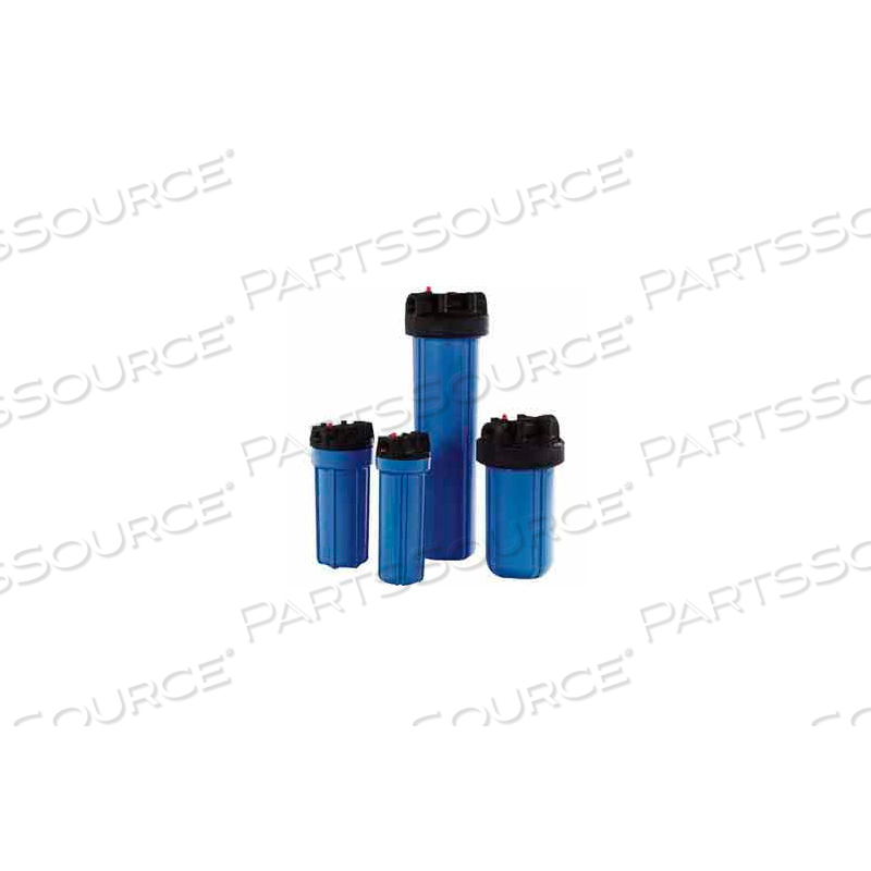 10" RESIDENTIAL BLUE/BLACK PLASTIC FILTER HOUSING 1/2" PORT PRESSURE RELEASE by Watts Regulator Co.