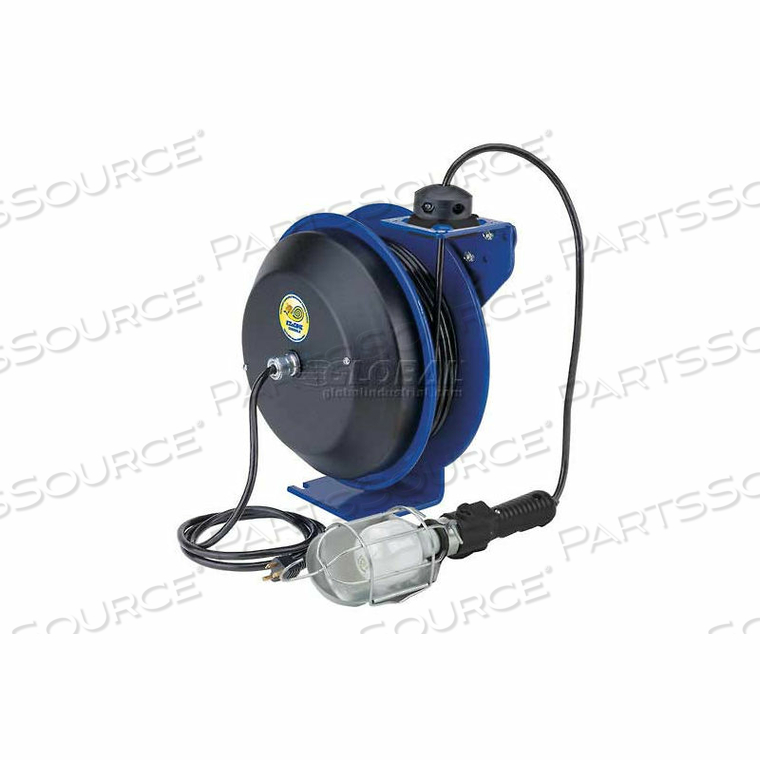 SAFETY SPRING REWIND POWER CORD REEL: INCAND CAGE LIGHT 50' CORD 16AWG by Coxreels SAFETY SPRING REWIND POWER CORD REEL: INCAND CAGE LIGHT 50' CORD 16AWG by Coxreels