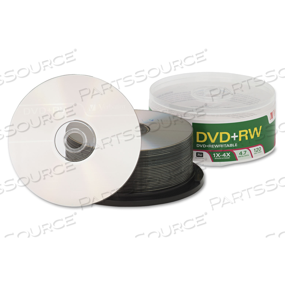 DVD+RW REWRITABLE DISC, 4.7 GB, 4X, SPINDLE, SILVER by Verbatim