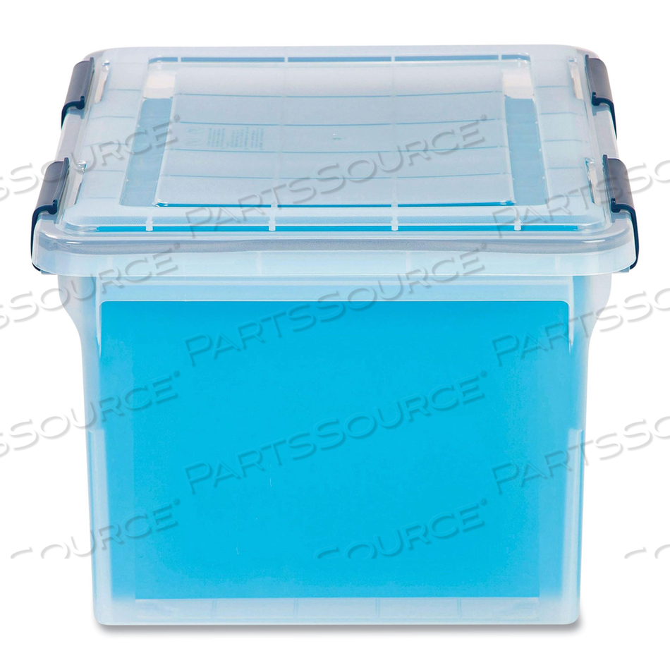 WEATHERTIGHT FILE BOX, LETTER/LEGAL FILES, 15.5 X 17.9 X 10.8, CLEAR/BLUE ACCENTS 