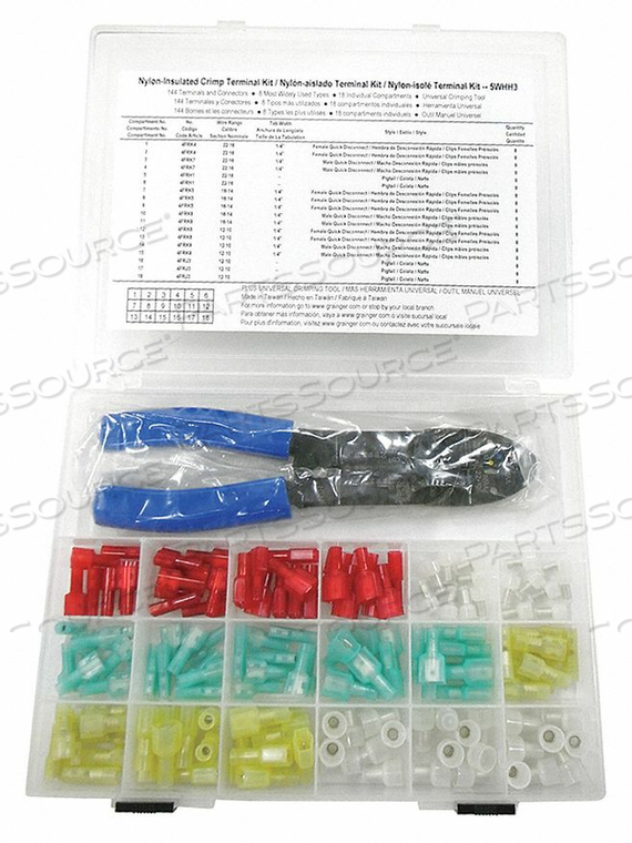 WIRE TERMNL KIT WITH CRIMP TOOL 145 PCS. by Power First