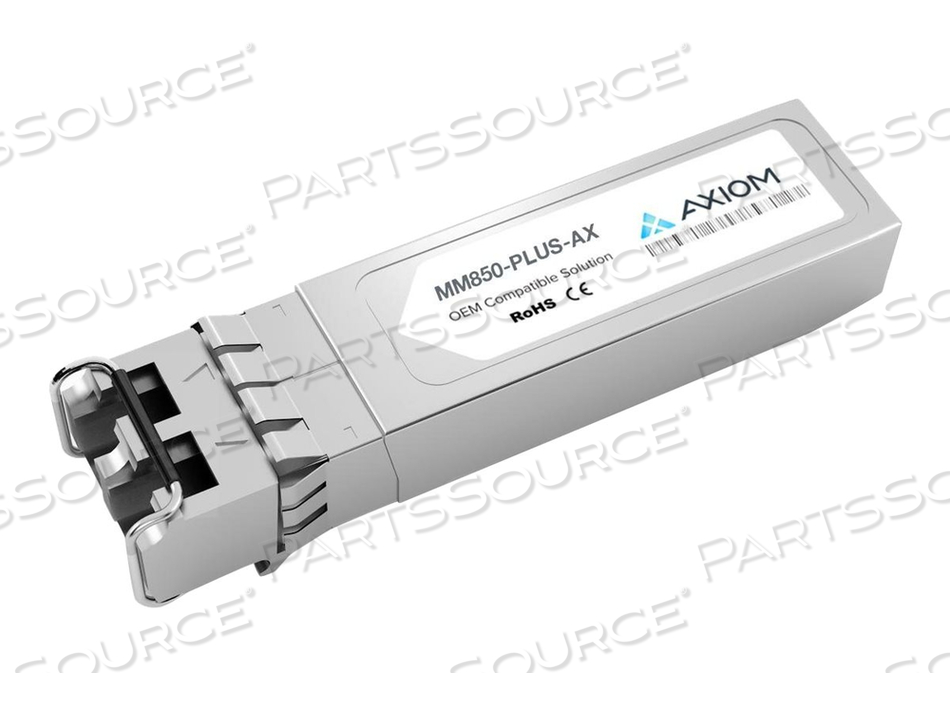 AXIOM, SFP+ TRANSCEIVER MODULE (EQUIVALENT TO: ANUE MM850-PLUS), 10 GIGE, 10GBASE-SR, LC MULTI-MODE, UP TO 1310 FT, 850 NM by Axiom AXIOM, SFP+ TRANSCEIVER MODULE (EQUIVALENT TO: ANUE MM850-PLUS), 10 GIGE, 10GBASE-SR, LC MULTI-MODE, UP TO 1310 FT, 850 NM by Axiom