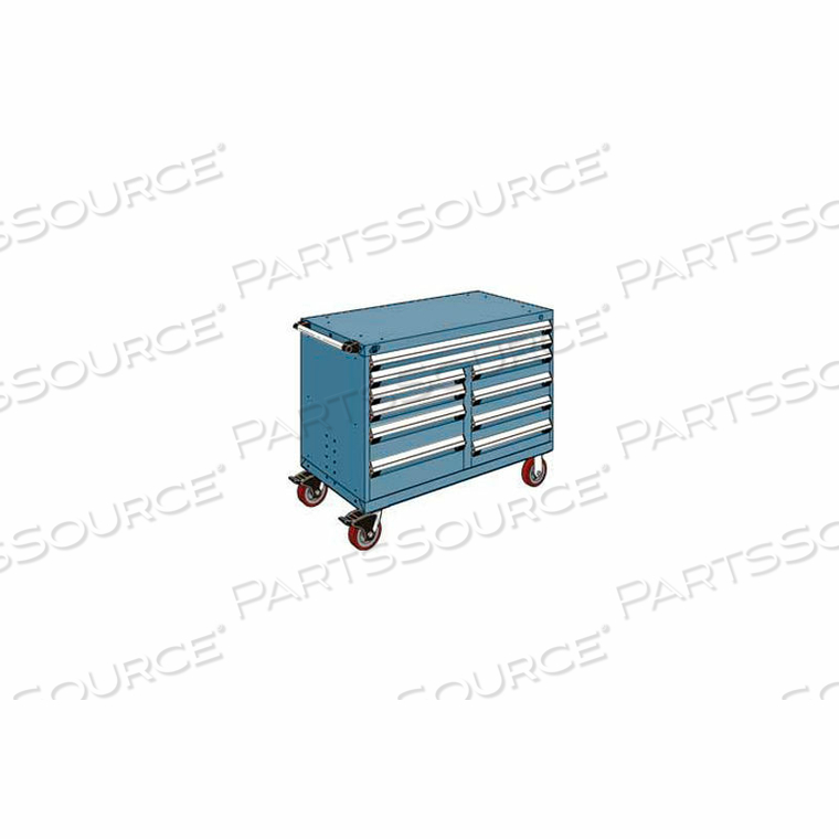 METAL 10 DRAWER MOBILE MULTI-DRAWER CABINET - 48"WX27"DX37-1/2"H EVEREST BLUE by Rousseau Metal Inc.