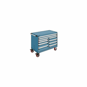 METAL 10 DRAWER MOBILE MULTI-DRAWER CABINET - 48"WX27"DX37-1/2"H EVEREST BLUE by Rousseau Metal Inc.