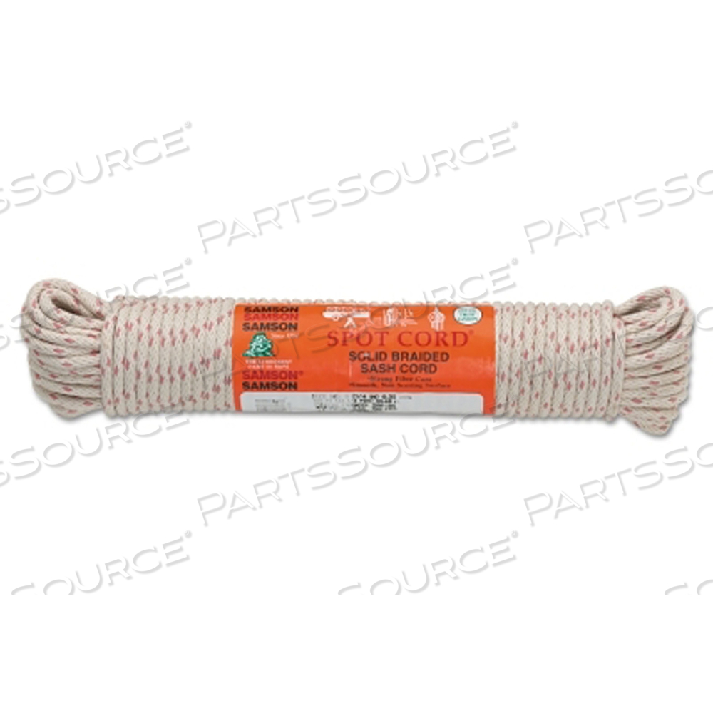 NYLON CORE SASH CORD, 2,000 LB CAPACITY, 100 FT, 3/8 IN DIA, COTTON, WHITE by Samson Rope NYLON CORE SASH CORD, 2,000 LB CAPACITY, 100 FT, 3/8 IN DIA, COTTON, WHITE by Samson Rope