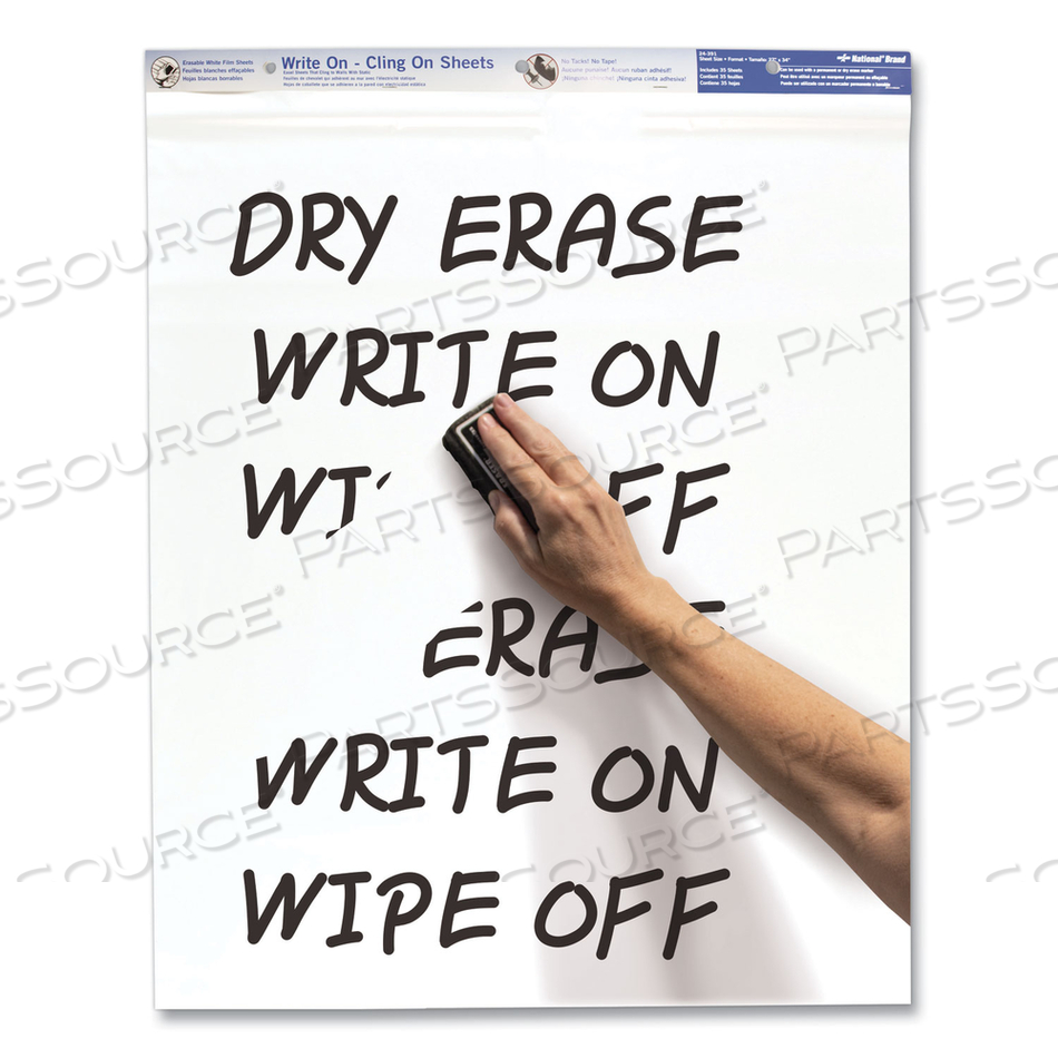 WRITE ON-CLING ON EASEL PAD, UNRULED, 27 X 34, WHITE, 35 SHEETS by National WRITE ON-CLING ON EASEL PAD, UNRULED, 27 X 34, WHITE, 35 SHEETS by National
