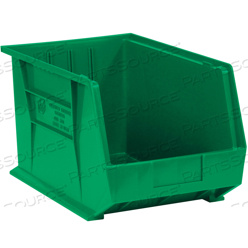 PLASTIC STACK & HANG BIN BOXES, 18" X 11" X 10", GREEN, 4/CASE by BOX Partners (Box Acquisitions, LLC)