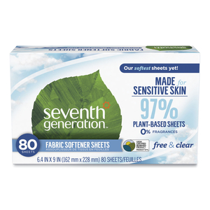 NATURAL FABRIC SOFTENER SHEETS, UNSCENTED, 80 SHEETS/BOX by Seventh Generation