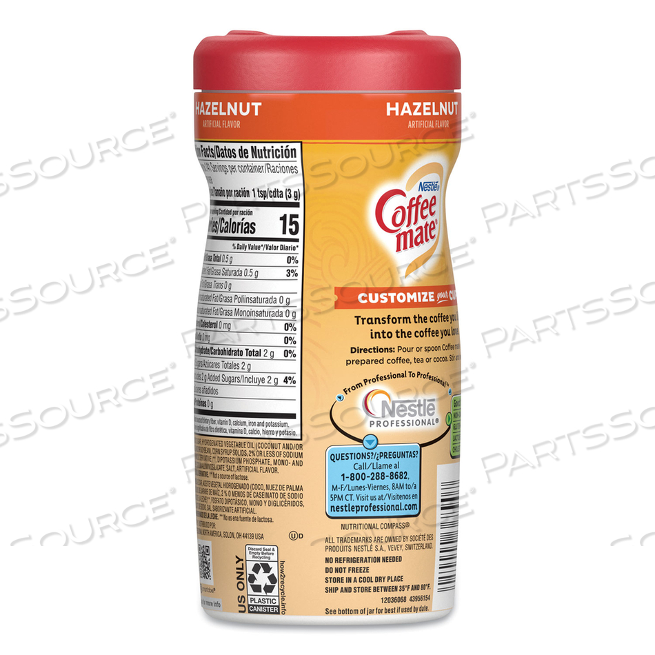 HAZELNUT CREAMER POWDER, 15OZ PLASTIC BOTTLE by Coffee-Mate