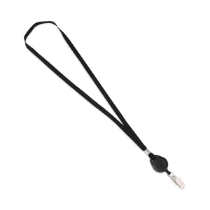 LANYARDS WITH RETRACTABLE ID REELS, METAL CLIP FASTENER, 34" LONG, BLACK, 12/PACK by Advantus
