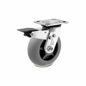 PRISM STAINLESS STEEL TOTAL LOCK SWIVEL CASTER - THERMAL PLASTIC RUBBER - ROUND TREAD - 5" by Bassick