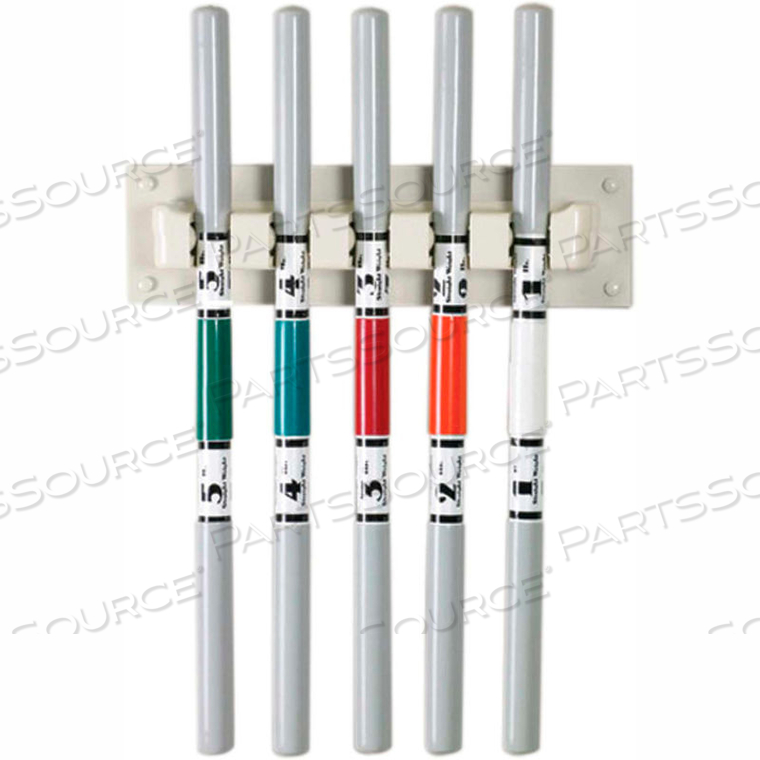 WATE BAR WALL RACK FOR EXERCISE WEIGHT BARS, 5-BAR VERTICAL RACK by Fabrication Enterprises