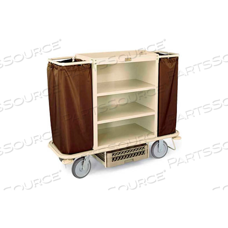 STEEL HOUSEKEEPING CART WITH UNDER DECK SHELF, BEIGE by Forbes Industries