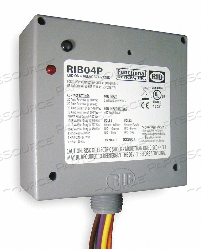PREWIRED RELAY 480VAC 20A DPDT by RIB PREWIRED RELAY 480VAC 20A DPDT by RIB