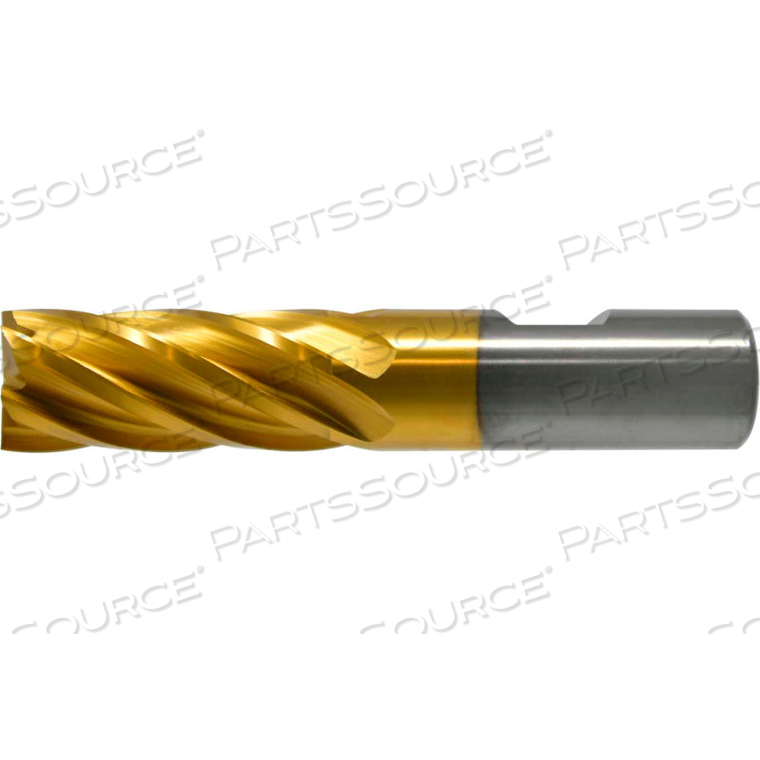 HGC-4C-TN HSS-COBALT 4-FLUTE TIN SQUARE SINGLE END MILL, 1/2" X 1/2" X 1-1/4" X 3-1/4" by Cle-Line HGC-4C-TN HSS-COBALT 4-FLUTE TIN SQUARE SINGLE END MILL, 1/2" X 1/2" X 1-1/4" X 3-1/4" by Cle-Line